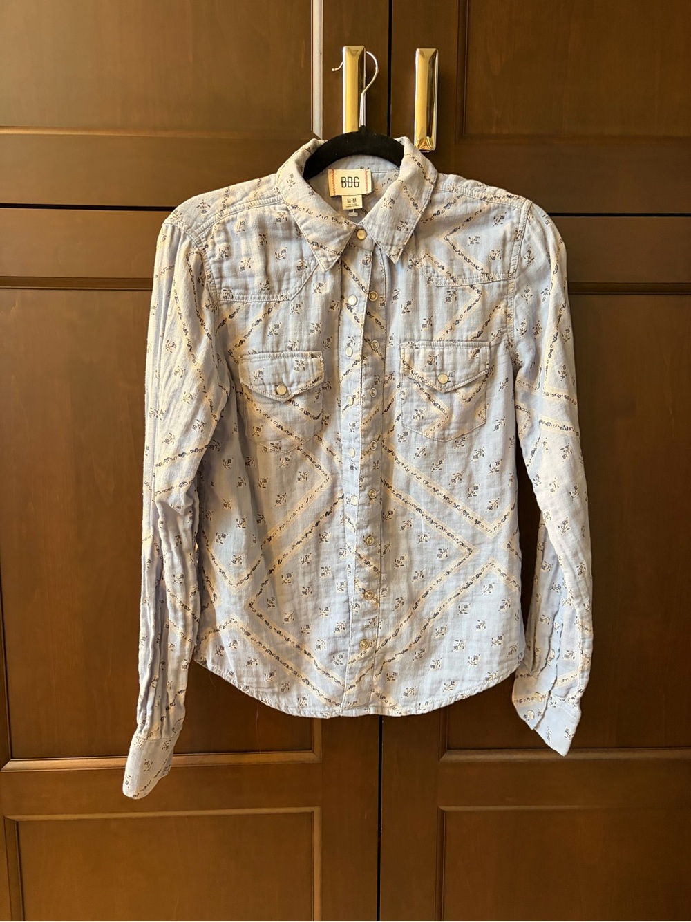 BDG Light Blue Printed Girls' Button-Down Shirt